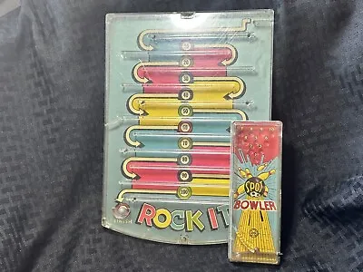 ORIGINAL Marx Toys ROCK IT And Spot Bowler MINI-PINBALL GAMES 1960/1970 Set Of 2 • $24