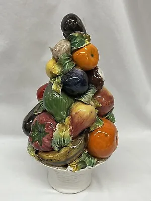 Vintage Italian Hand Painted Majolica Ceramic Fruit Topiary Centerpiece 11  • $75