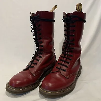 Dr Martens Doc Vintage Made In England 1914 Oxblood Quilion Leather 14 Hole RARE • $350