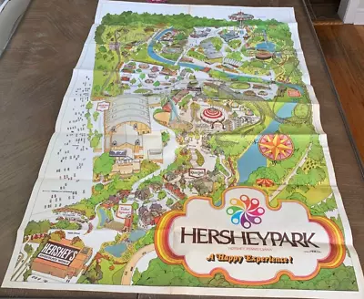 Rare 1976 Hershey Park PA. Full Color Large Poster Map No Pin Holes HERCO Inc. • $24.99