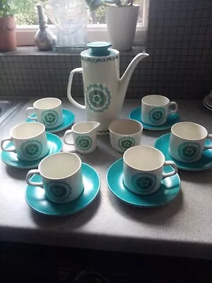 1960s J.G. MEAKIN -DESIGNED 16 PIECE COFFEE SET VGC • £25