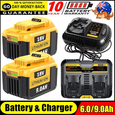 1-2x 6.0Ah 9.0Ah Battery & Fast Charger For DeWalt 18V 20V For DCB182 For DCB200 • $31.99