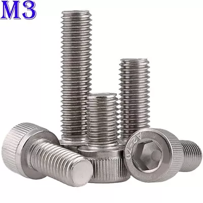 M3 - 0.5 304 Stainless Steel Allen Hex Socket Head Cap Screws Bolts A2-70 DIN912 • $6.85