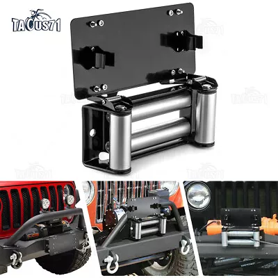 Heavy Duty 10  Winch Roller Fairlead + Mounting License Plate For Jeep Wrangler • $69.99