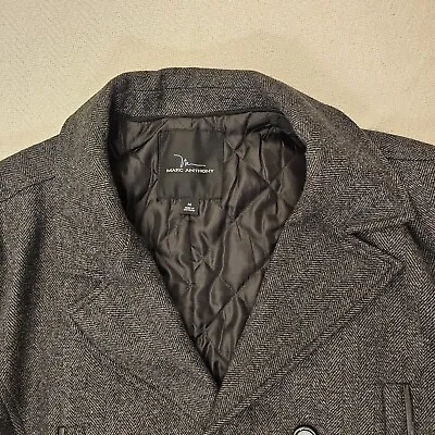 MARC ANTHONY Double Breasted Wool Blend Pea Coat  Grey / Black Size M • $39.99