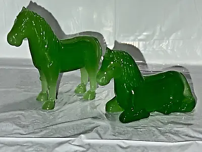 $39.95 • Buy Vintage Jade Glass Carved Horses Chinese
