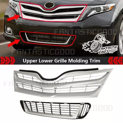 For Toyota Venza 2013-16 Front Bumper Upper + Lower Grille Molding Trim 3Pcs Set • $72.99