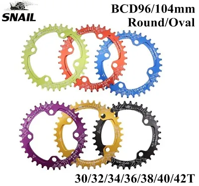 $14.25 • Buy SNAIL Chainring 30-42T 96/104mm BCD MTB Bike Round Oval Narrow Wide Chain Ring