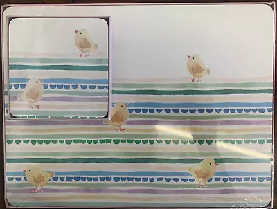 LAURA ASHLEY Chicks Set Of 4 Corkback Placemats & Coasters New • £15
