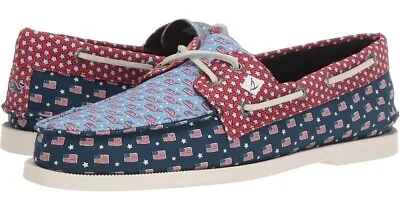 Sperry X Vineyard Vines Patchwork Americana Blue Boat Shoes Mens • $25