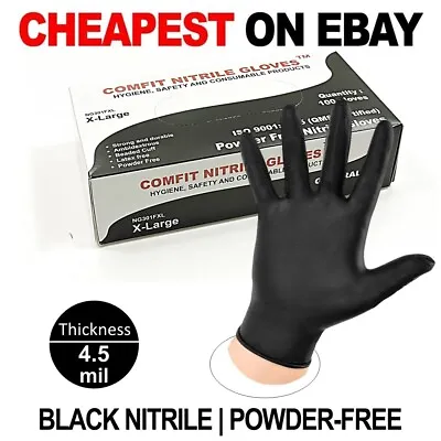 100 Black Nitrile Powder & Latex Free Thick Disposable Gloves Tattoo Mechanic • £0.99