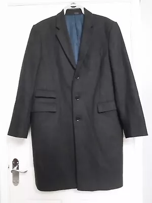 KARL JACKSON MENS L 42 CHEST CHARCOAL  WOOL BLEND Long OVERCOAT Jacket Lined  • £17.99