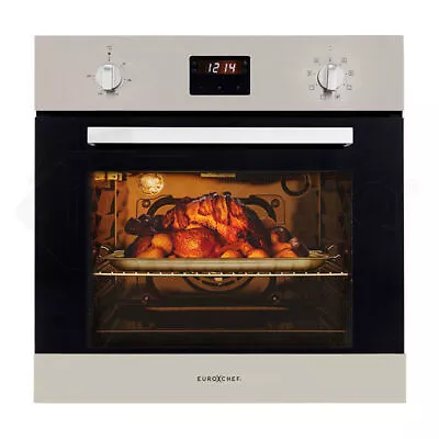 EuroChef 60cm Stainless Electric Wall Oven 8 Function Built-in Fan Forced Grill • $667