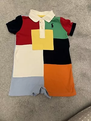 Ralph Lauren Baby Boy 9 Months Old Polo Shortall Colour Block Multicoloured Soft • £5