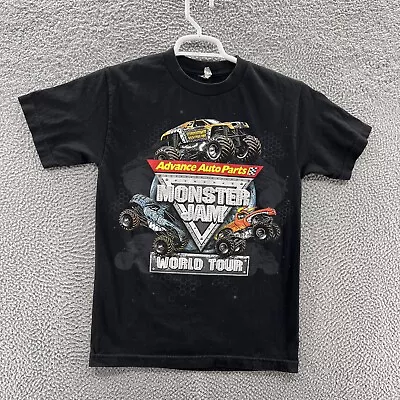 Monster Jam Shirt Men Small Black World Tour Trucks Double Sided Graphic Casual • $14.99