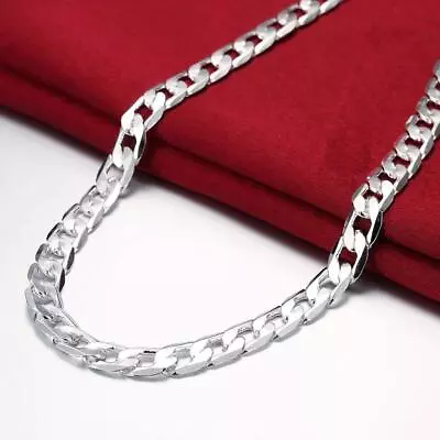 Cuban Chain Necklace 925 Sterling Silver 8mm Curb Link Men Women Jewelry Gift • $7.49