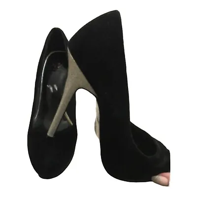 Holly Willoughby Women’s Black Velvet Stilettos Party Shoes Size 5 BNWOB • £7.99