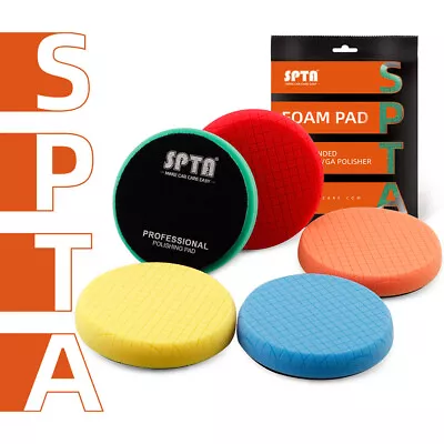 SPTA 5x 5 Inch 125mm Grid Round Sponge Car Polishing Pads Kit For Waxing Buffing • £21.59