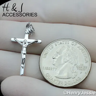 925 Sterling Silver Simple Plain Jesus Christ Cross Crucifix Charm Pendant*sp293 • $17.99