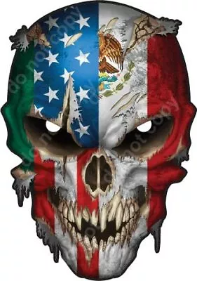 Mexican American Flag Skull Usa Decal Sticker Car Truck Window Bumper Patriotic • $5.40