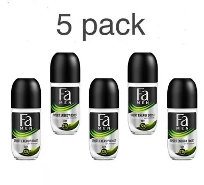 5 X  Mens Roll-on Deodorant FA DOUBLE POWER BOOST 1.7 Fl.oz / 50 Ml • $38.90