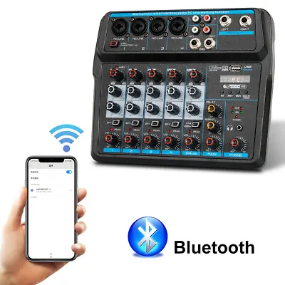6 Channel Audio Mixer Bluetooth USB Live Studio Sound Mixing Console Amplifier • $56.05