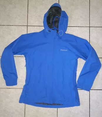 Marmot Gore Tex Pac-Lite Jacket Large Blue Hooded Full Zip Parka Outdoors Hiking • $68.89