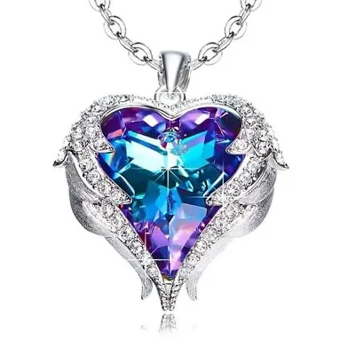 Rainbow Mystical Fire Topaz 925 Sterling Silver Angel Wings Necklace (Champagne) • $15.74