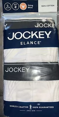 Jockey Men's Cotton Elance String Bikini 2 Pack Small White • $11.87