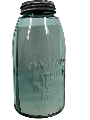 ANTIQUE 1880's MASON'S PATENT NOV 30TH 1858 GLASS Quart Jar Bottle • $17.55