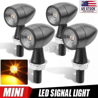 4X Motorcycle Turn Signal LED Light Blinker Mini Bullet Amber Indicator Black US • $21.98