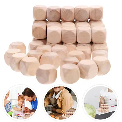 Wooden Plain Dice Dices Cube Cubes Blank Plain Unpainted Wood Six Sided 10-60 Mm • $2.63