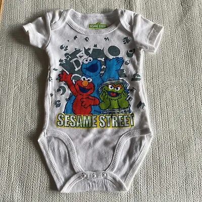 Unisex Sesame Street Bodysuit Cookie Monster Elmo & Grouch Size 0-3 M One Piece • $6.50