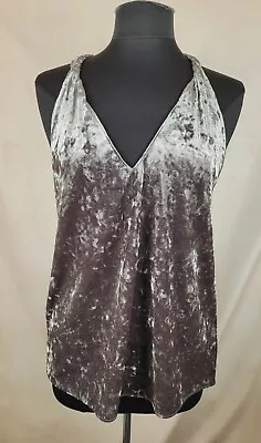 $14 • Buy Zara Woman Crushed Velvet Strappy Back Halter Tank Top Size Large 