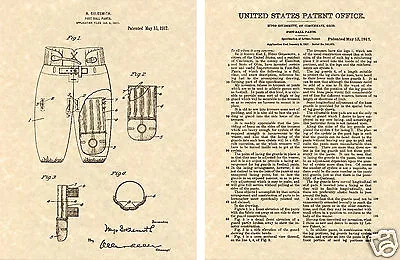 US PATENT Of FOOTBALL PANTS PADS Art Print  READY TO FRAME!!!! Foot Ball NFL Pad • $9.95