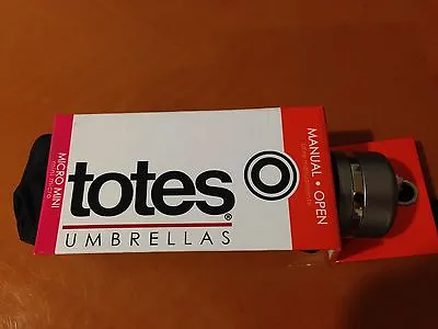 NEW Totes Kids Ladies Mens Signature Micro Manual Compact Umbrella Black 1 Size • $25.99