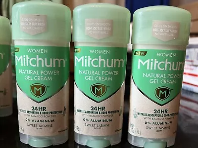 Lot Of 3 Mitchum Women 24 Hr Natural Power Gel Cream Sweet Jasmine 3.4 Oz. • $19.99