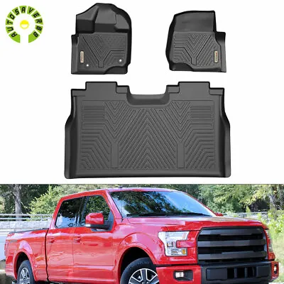 $95.99 • Buy All Weather Floor Mats For 2015-2022 Ford F150 SuperCrew Cab Front Rear 3PCS Set