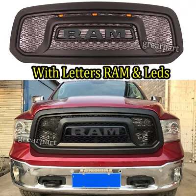 Grille W/Letters RAM & LED For 2013-2018 Dodge RAM 1500 Front Grill Bumper Mesh • $135.99