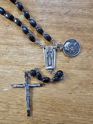 Rosary Vintage Sterling Silver Mid Century 22  - 1965 - Rome - HOLY FAMILY • $81