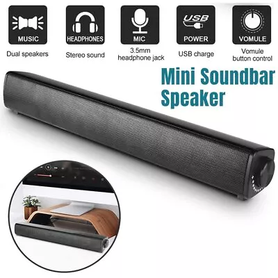 Powerful PC Speakers Portable USB Wired 3D Surround Soundbar Home Speaker Laptop • £16.99