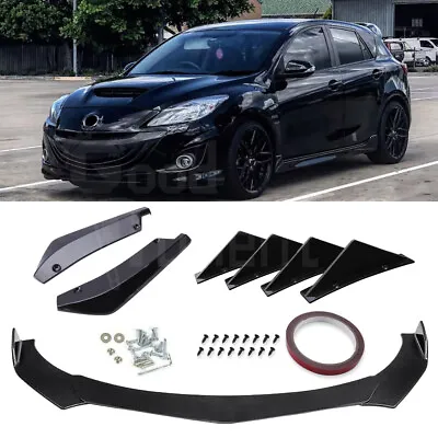 For Mazda 3 BK BL BN Front Bumper Lip Spoiler+Rear Lip+Rear Diffuser Shark Fins • $137.86