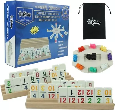  Mexican Train Dominoes Set With Numbers - Double 12 Colored Number Dominoes -  • $42.99