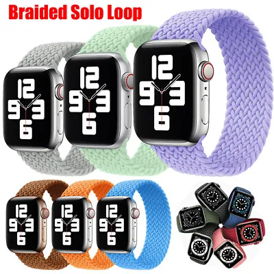 $9.99 • Buy Elastic Nylon Strap Braided Solo Loop Band For IWatch Apple Watch 7 6 SE 5 4 2