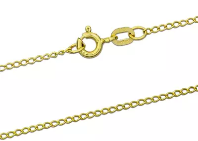 9CT GOLD CURB CHAIN 0.5mm 0.7mm 1.5mm SOLID GOLD LINK NECKLACE 16 18 20 Inch 375 • £95.74