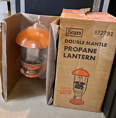 Vintage Sears  Double Mantle Propane Lantern 92072781 Coleman Pyrex Orange • $58