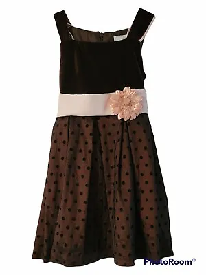 $8.22 • Buy ☀Sugar Plum Special Occasion Dress 3T Holiday Brown Pink Polka Dot NEW Christmas