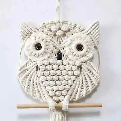 Owl Macrame Wall Hanging Handmade Woven Tapestry Boho Art Home Decor Tassel Gift • $17.99