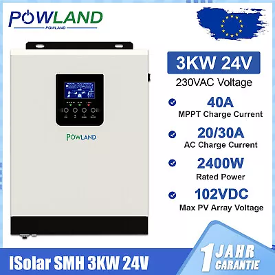 3000kva Solar Inverter 24V 230VAC PV Array Power 2400W MPPT Pure Sine Wave • £238.80