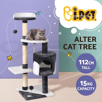 I.Pet Cat Tree Tower Scratching Post Scratcher 112cm Wood Condo House Furniture • $43.95